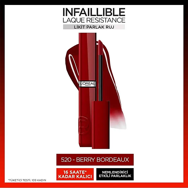 Loreal Paris Laque Resistance - Likit Parlak Ruj No: 520 Berry Bordeaux - 2