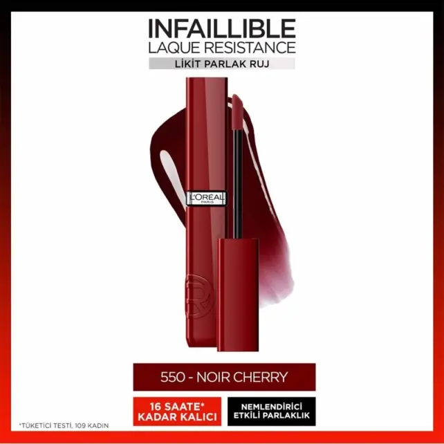 Loreal Paris Laque Resistance - Likit Parlak Ruj No: 550 Noir Cherry - 2