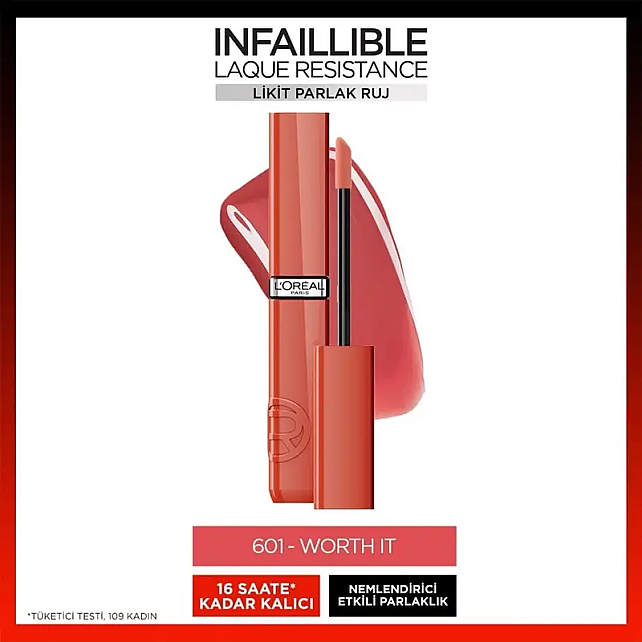 Loreal Paris Laque Resistance - Likit Parlak Ruj No: 601 Worth It - 2
