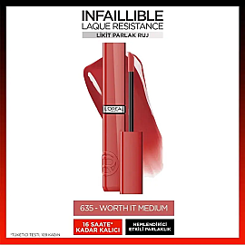 Loreal Paris Laque Resistance - Likit Parlak Ruj No: 635 Worth It Medium - 3
