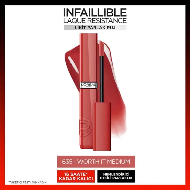Loreal Paris Laque Resistance - Likit Parlak Ruj No: 635 Worth It Medium - 2