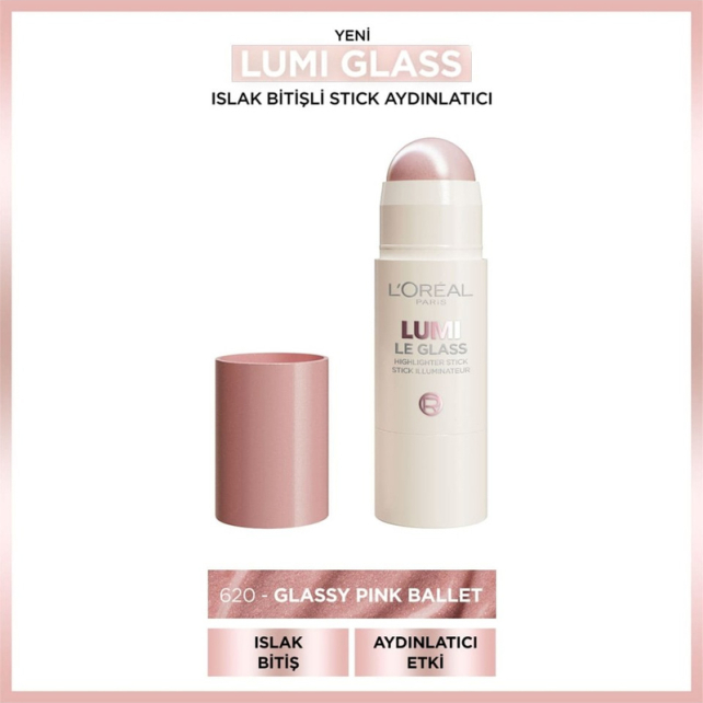 Loreal Paris Lumi Le Glass Highlighter - Stick Aydınlatıcı No: 620 Glassy Pink Ballet - 3