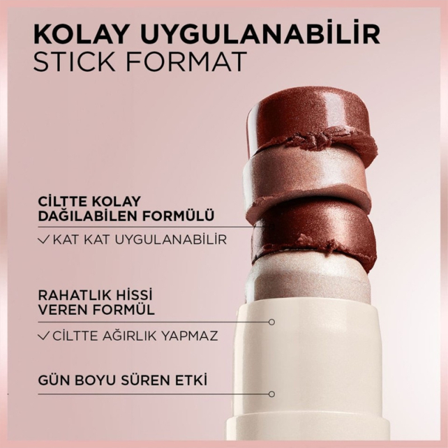 Loreal Paris Lumi Le Glass Highlighter - Stick Aydınlatıcı No: 620 Glassy Pink Ballet - 5