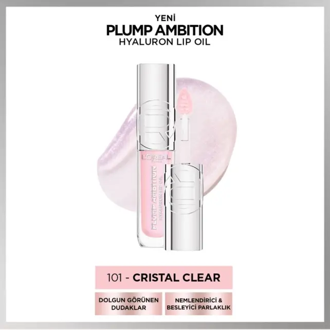 Loreal Paris Plump Ambition Hyaluron Lip Oil - Dudak Parlatıcı No: 101 Cristal Clear - 2