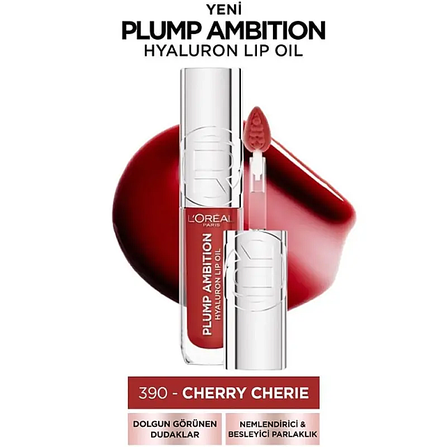 Loreal Paris Plump Ambition Hyaluron Lip Oil - Dudak Parlatıcı No: 390 Cherry Cherie - 2
