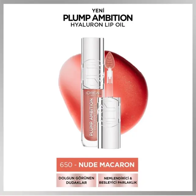 Loreal Paris Plump Ambition Hyaluron Lip Oil - Dudak Parlatıcı No: 650 Nude Macaron - 2