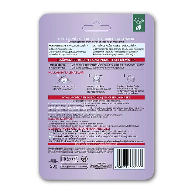 Loreal Paris Revitalift Filler Mask - Anti-Aging Kağıt Maske 28gr - 2