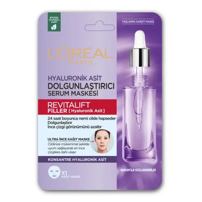 Loreal Paris Revitalift Filler Mask - Anti-Aging Kağıt Maske 28gr - 1