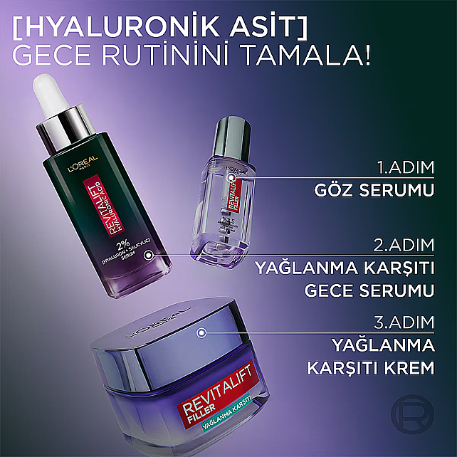 Loreal Paris Revitalift Hyaluronic Acid - Yağlanma Karşıtı Gece Serumu 30ml - 2