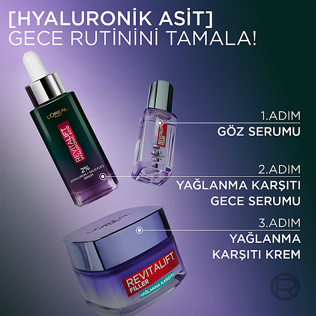 Loreal Paris Revitalift Hyaluronic Acid - Yağlanma Karşıtı Gece Serumu 30ml - 7