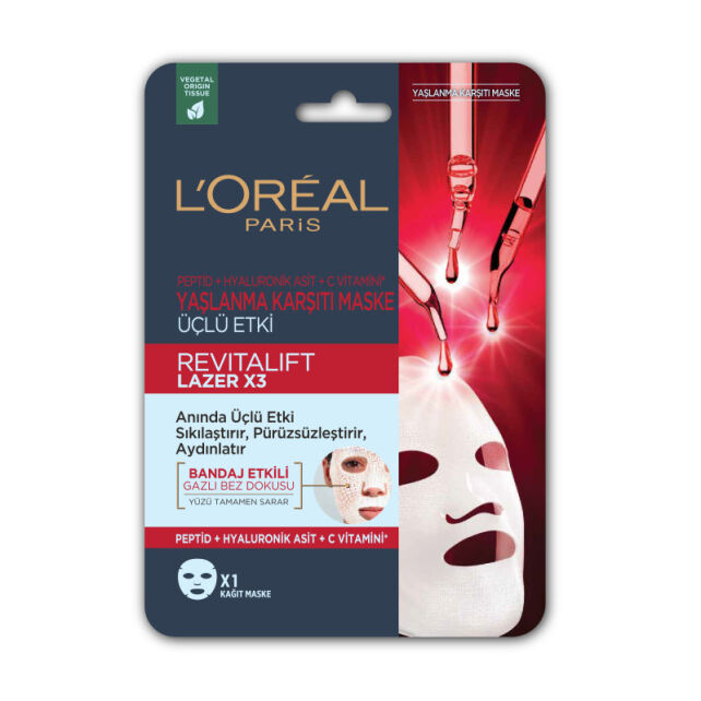 Loreal Paris Revitalift Laser X3 Mask - Anti Aging Kağıt Maske 28g - 1