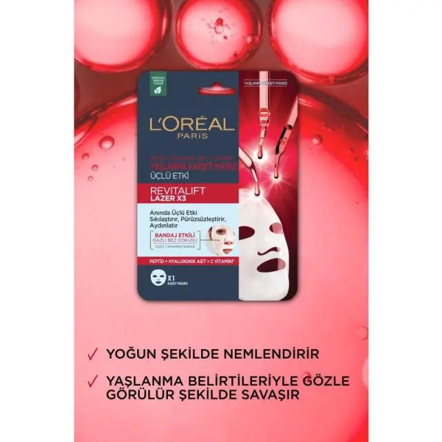 Loreal Paris Revitalift Laser X3 Mask - Anti-Aging Kağıt Maske 28gr - 3