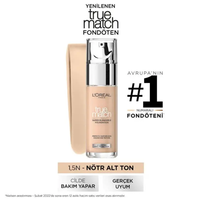 Loreal Paris True Match Foundation - Mat Föndöten No: 1.5N Linen - 2