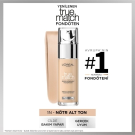 Loreal Paris True Match Foundation - Mat Föndöten No: 1N Ivory - 2
