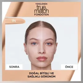 Loreal Paris True Match Foundation - Mat Föndöten No: 1N Ivory - 3