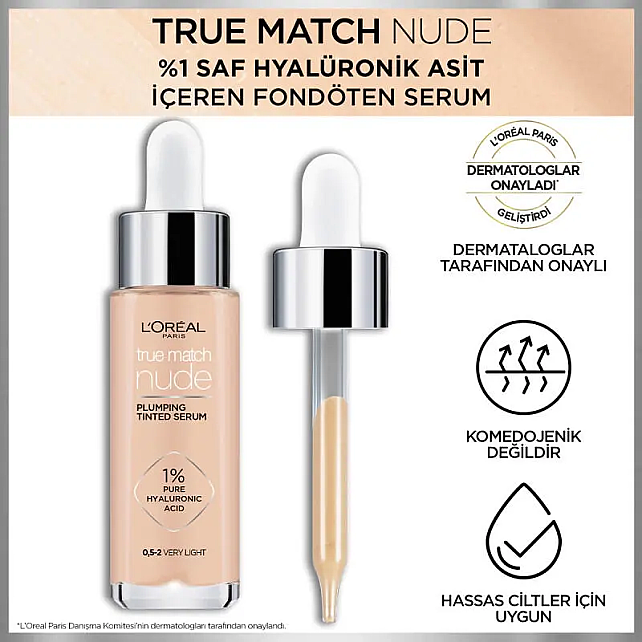 Loreal Paris True Match Nude Serum Fondöten No: 0.5-2 Very Light 30ml - 3