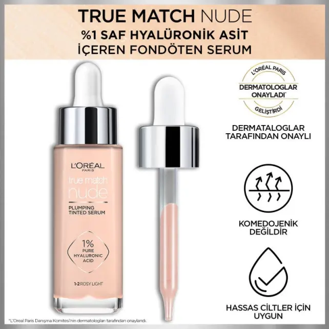 Loreal Paris True Match Nude Serum Fondöten No: 1-2 30ml - 3