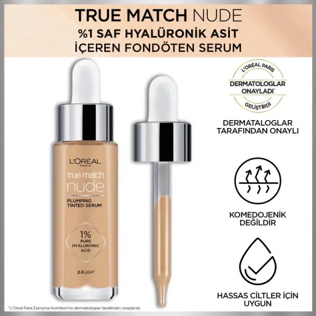 Loreal Paris True Match Nude Serum Fondöten No: 2-3 Light 30ml - 2