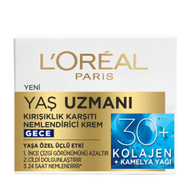 Loreal Paris Yaş Uzmanı 30+ Kırışıklık Karşıtı Gece Bakım Kremi 50ml - Loreal Paris