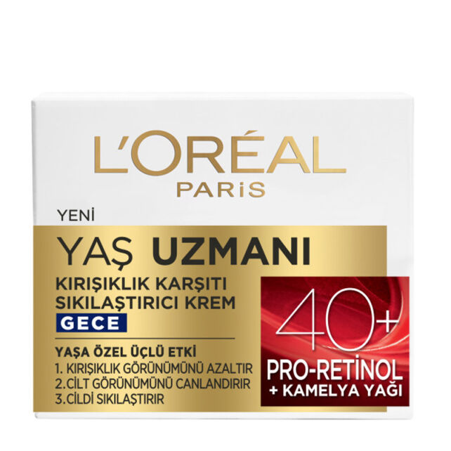 Loreal Paris Yaş Uzmanı 40+ Kırışıklık Karşıtı Gece Bakım Kremi 50ml - 1