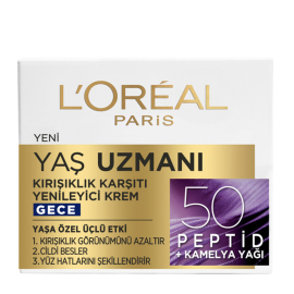 Loreal Paris Yaş Uzmanı 50+ Kırışıklık Karşıtı Gece Bakım Kremi 50ml - Loreal Paris