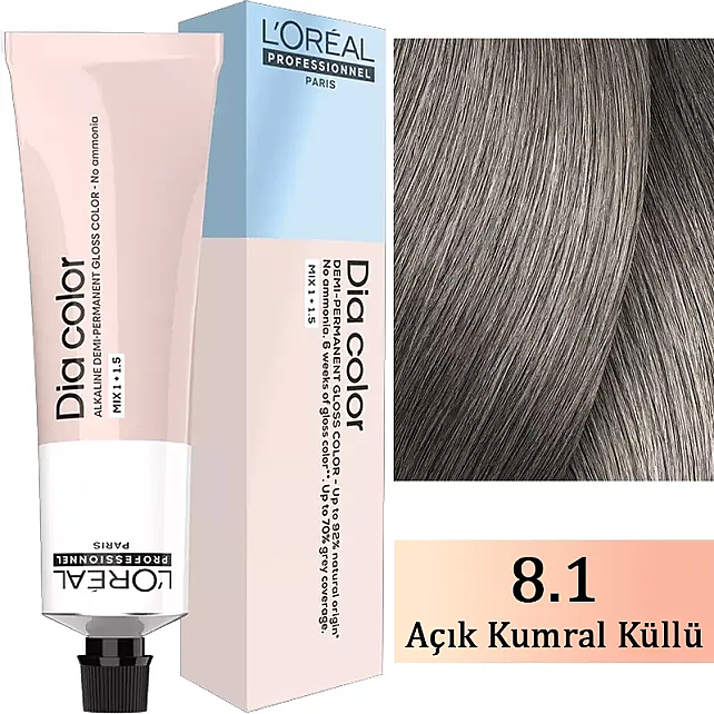 Loreal Professionnel Dia Color - Amonyaksız Saç Boyası No: 8.1 Açık Kumral Küllü 60ml - 1