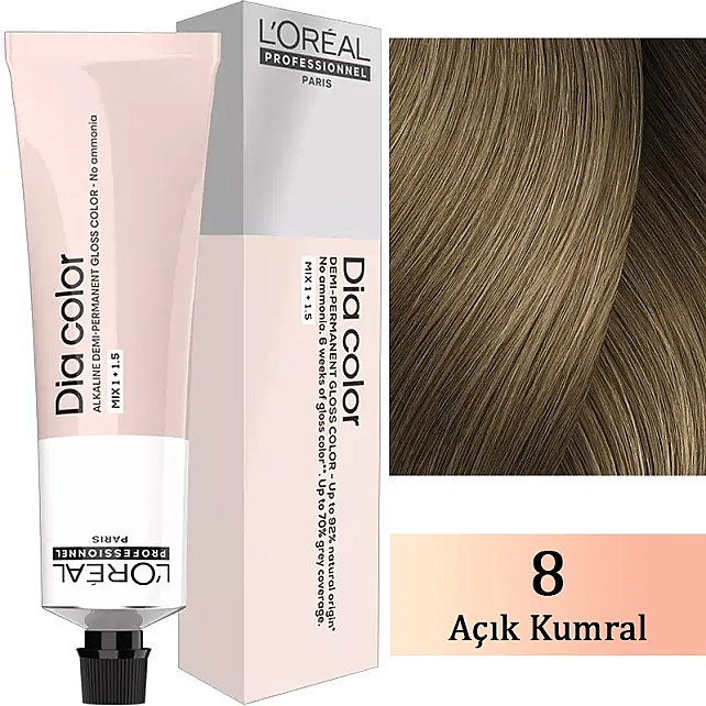 Loreal Professionnel Dia Color - Amonyaksız Saç Boyası No: 8 Açık Kumral 60ml - 1