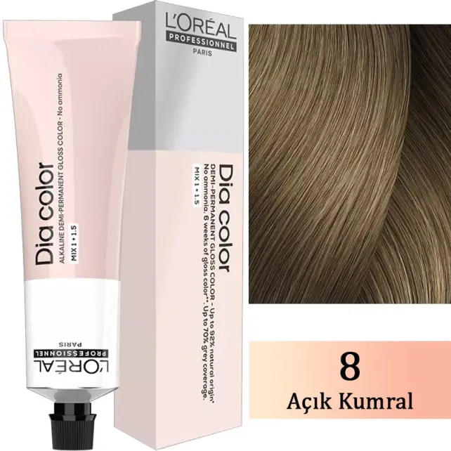 Loreal Professionnel Dia Color - Amonyaksız Saç Boyası No: 8 Açık Kumral 60ml - 1