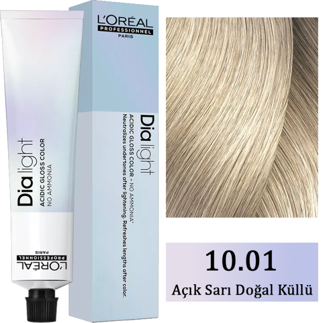Loreal Professionnel Dia Light - Amonyaksız Saç Boyası No: 10.01 Açık Sarı Doğal Küllü 50ml - 1