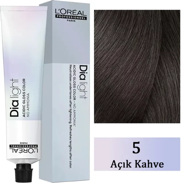Loreal Professionnel Dia Light - Amonyaksız Saç Boyası No: 5 Açık Kahve 50ml - 1