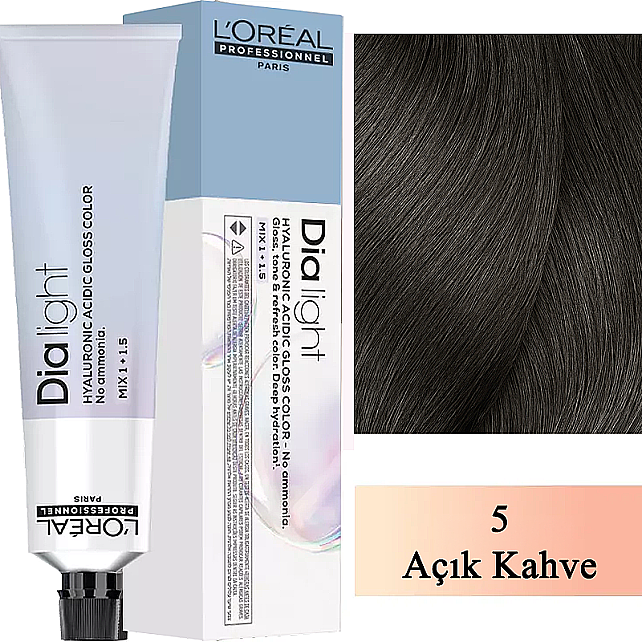 Loreal Professionnel Dia Light - Amonyaksız Saç Boyası No: 5 Açık Kahve 60ml - 1