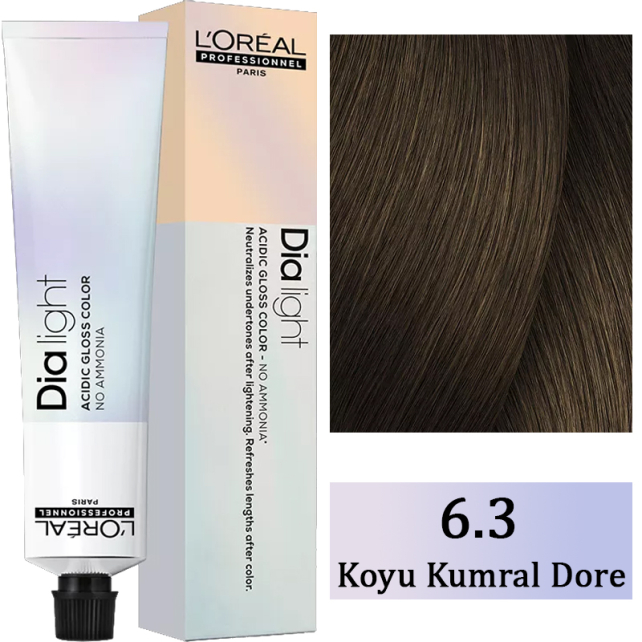 Loreal Professionnel Dia Light - Amonyaksız Saç Boyası No: 6.3 Koyu Kumral Dore 50ml - 1