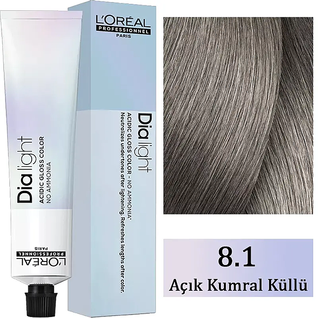 Loreal Professionnel Dia Light - Amonyaksız Saç Boyası No: 8.1 Açık Kumral Küllü 50ml - 1