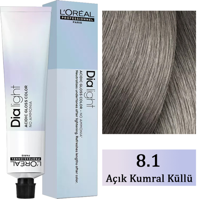 Loreal Professionnel Dia Light - Amonyaksız Saç Boyası No: 8.1 Açık Kumral Küllü 50ml - 1