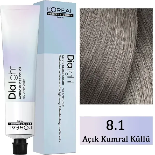 Loreal Professionnel Dia Light - Amonyaksız Saç Boyası No: 8.1 Açık Kumral Küllü 50ml - 1