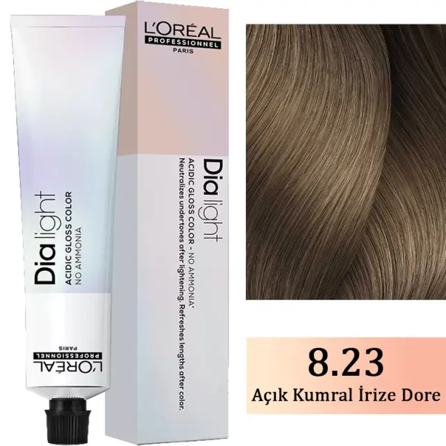 Loreal Professionnel Dia Light - Amonyaksız Saç Boyası No: 8.23 Açık Kumral İrize Dore 50ml - 1