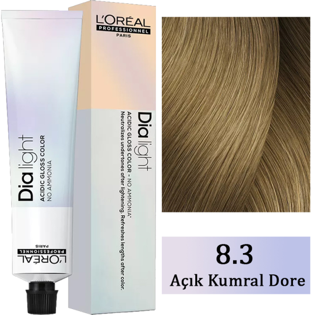 Loreal Professionnel Dia Light - Amonyaksız Saç Boyası No: 8.3 Açık Kumral Dore 50ml - 1