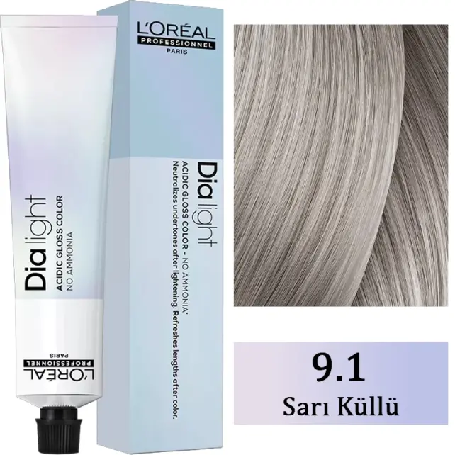 Loreal Professionnel Dia Light - Amonyaksız Saç Boyası No: 9.1 Sarı Küllü 50ml - 1