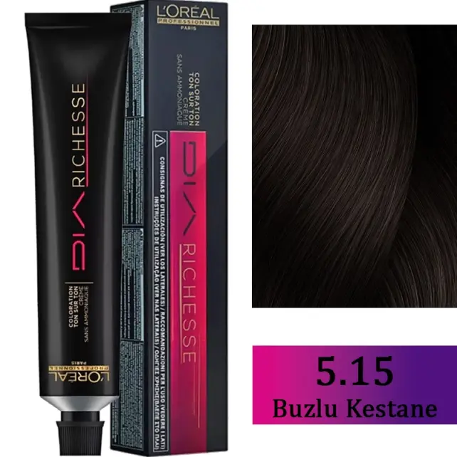 Loreal Professionnel Dia Richesse - Amonyaksız Saç Boyası No: 5.15 Buzlu Kestane 50ml - 1