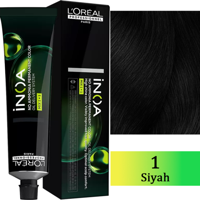 Loreal Professionnel Inoa - Amonyaksız Saç Boyası No: 1 Siyah 60g - 1
