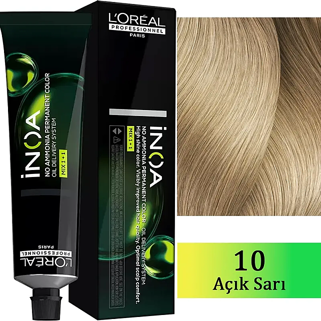 Loreal Professionnel Inoa - Amonyaksız Saç Boyası No: 10 Açık Sarı 60g - 1