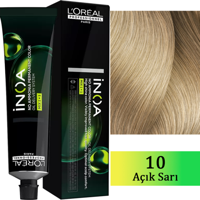 Loreal Professionnel Inoa - Amonyaksız Saç Boyası No: 10 Açık Sarı 60g - 1