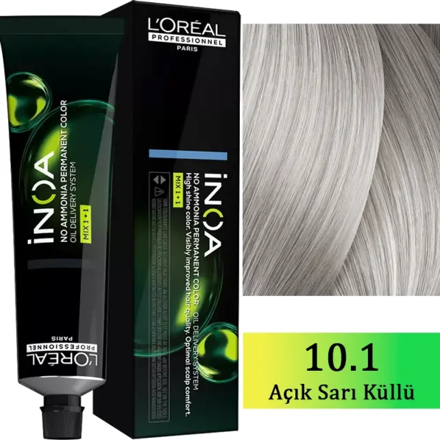 Loreal Professionnel Inoa - Amonyaksız Saç Boyası No: 10.1 Açık Sarı Küllü 60g - 1