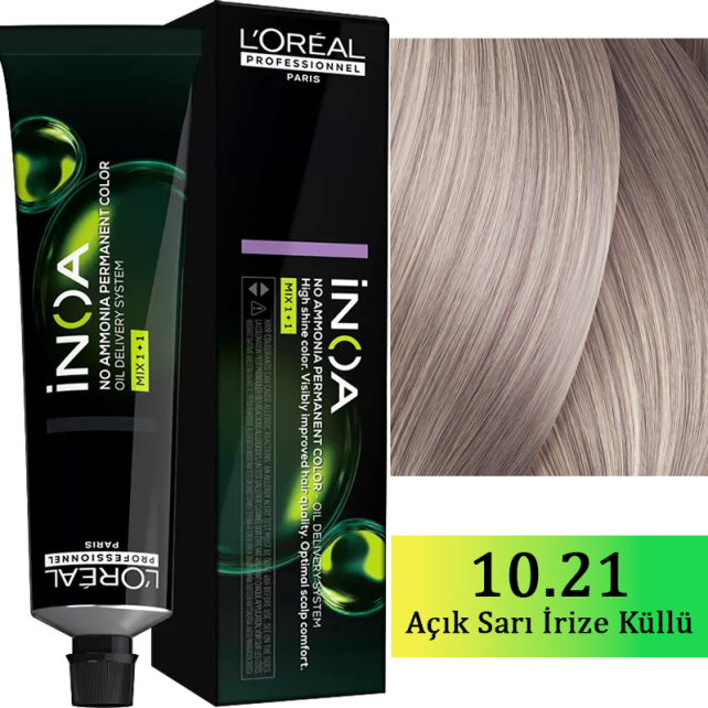 Loreal Professionnel Inoa - Amonyaksız Saç Boyası No: 10.21 Açık Sarı İrize Küllü 60g - 1