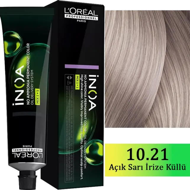 Loreal Professionnel Inoa - Amonyaksız Saç Boyası No: 10.21 Açık Sarı İrize Küllü 60g - 1