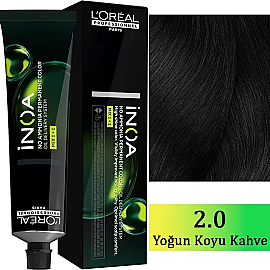 Loreal Professionnel Inoa - Amonyaksız Saç Boyası No: 2.0 Yoğun Koyu Kahve 60g - Loreal Professionnel