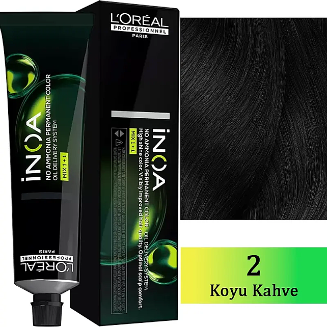 Loreal Professionnel Inoa - Amonyaksız Saç Boyası No: 2 Koyu Kahve 60g - 1