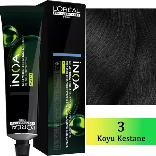 Loreal Professionnel Inoa - Amonyaksız Saç Boyası No: 3.0 Koyu Kestane 60g - 1