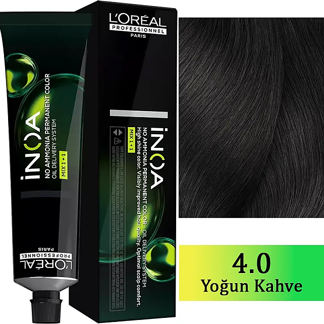 Loreal Professionnel Inoa - Amonyaksız Saç Boyası No: 4.0 Yoğun Kahve 60g - 1