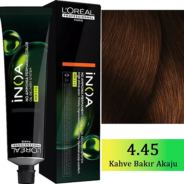 Loreal Professionnel Inoa - Amonyaksız Saç Boyası No: 4.45 Kahve Bakır Akaju 60g - 1